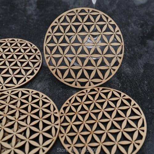 Wooden Coaster Flower Of Life , Wooden Beverage coaster, Drink Holder Wood Gift, Water Harmoniser Spiritual Beermat