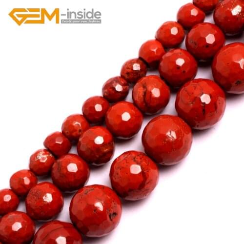 Faceted Red Jaspers Stone Round Loose Beads For Jewelry Making DIY Necklace Bracelet 15" DIY 2mm 3mm 4mm 6mm 8mm 10mm Wholesale