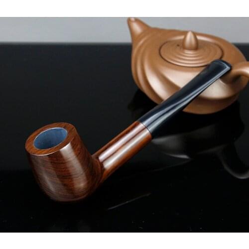 Classic Ebony Wood Pipe Vintage Straight Smoking Pipe Portable Outdoor Tobacco Pipe 9mm Filter Handmade Smoke Pipe Tool