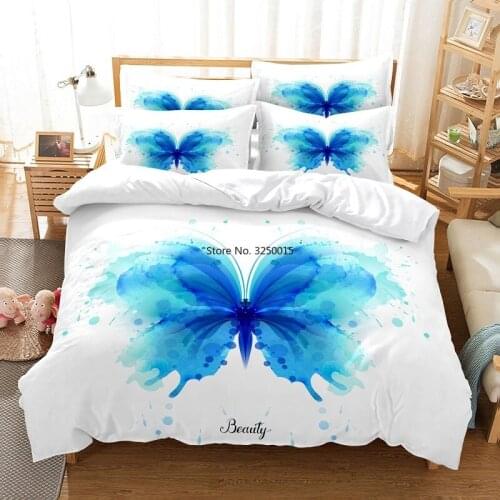 2-3 Pcs Fashion Design Bedding Set Duvet Cover Set 3d Butterfly Bedding Digital Printing Bed Linen Queen Size Bedding Set