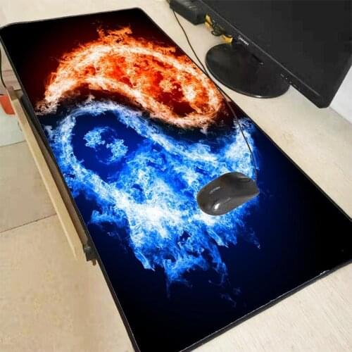 XGZ Blue Orange Fire Large Size Mouse Pad Natural Rubber PC Computer Gaming Mousepad Desk Mat Locking Edge for CS GO LOL DOTA2
