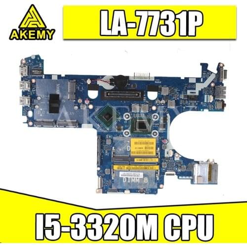 For DELL E6230 Laptop Motherboard I5-3320M LA-7731P CN-05CDR9 CN-039GJ4