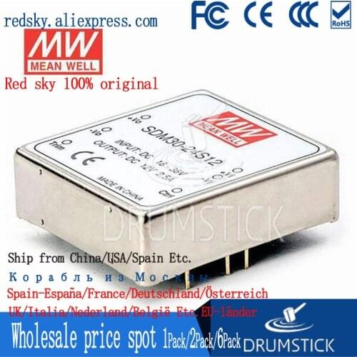 Nice MEAN WELL 2Pack SDM30-24S12 12V 2.1A meanwell SDM30 12V 25W DC-DC Regulated Single Output Converter