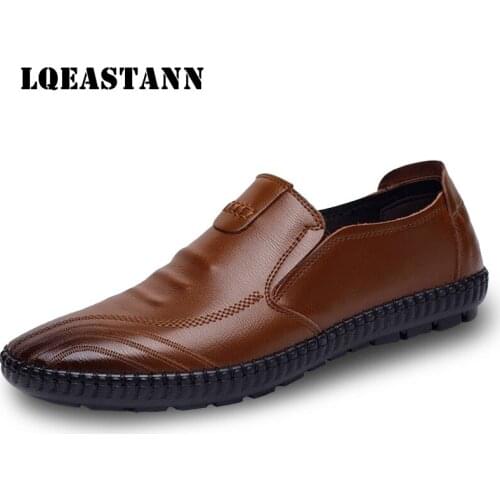 2020 Autumn Sale Mens Flat Driving Shoes Leather Soft Sole Peasy Shoes Lightweight Mens Casual Leather Shoes Size 38-44
