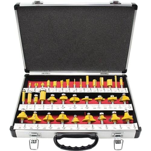 Woodworking Milling Cutter Set with 8mm Handle Electric Wood Milling Edge Cutter Carving Cutter Chamfer Cutter Head Combination