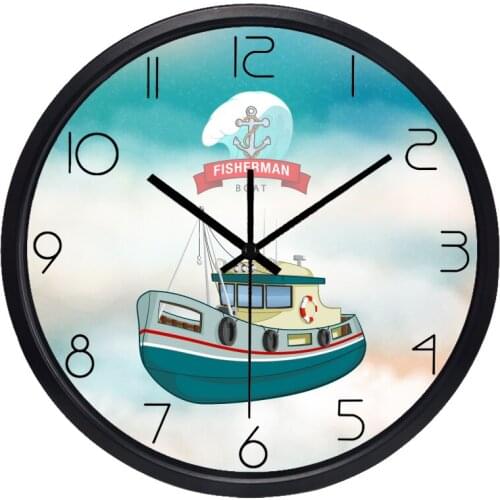 Retro Boat Fisherman Big Ship Wall Clock