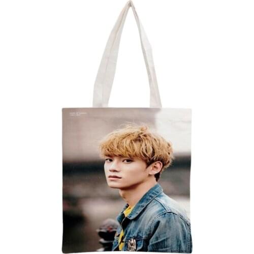 New arrived custom KPOP EXO Chen printed canvas tote bag women handbag beach travel bag portable shopping bag