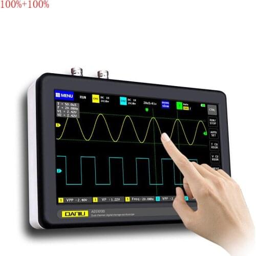 ADS1013D 2 Channels 100MHz Band Width 1GSa/s Sampling Rate Oscilloscope with 7 Inch Color TFT LCD Touch Screen