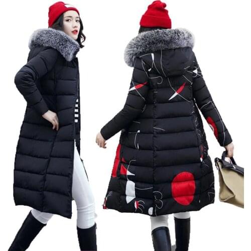 2020 New Women Parkas Winter Jacket Fur Collar Hooded Overcoat Female Jacket Warm Thicken Cotton Padded Parka Long Coat Outwear
