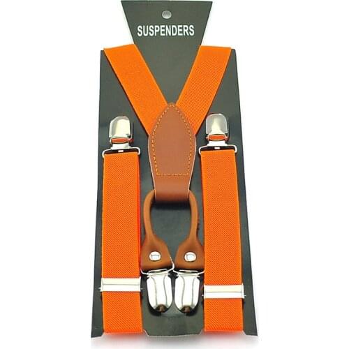 Free shipping Y-Genuine leather Candy Orange Color Kids Suspenders BOYS/GIRLS Suspender Elastic Braces 4 Good clips Suspenders