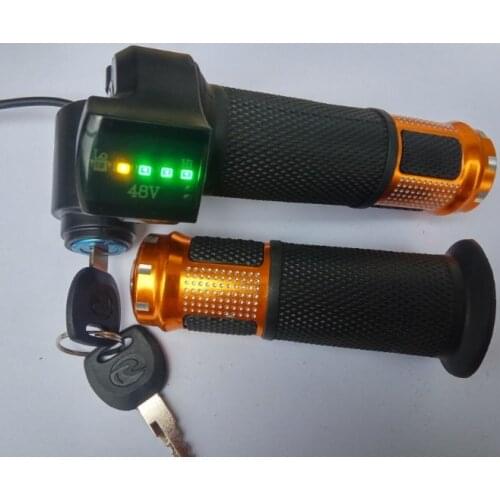 Twist Throttle With Battery Level Indicator And Lock/Key For Electric Bike Scooter Tricycle Motorcycle With Lithium Battery