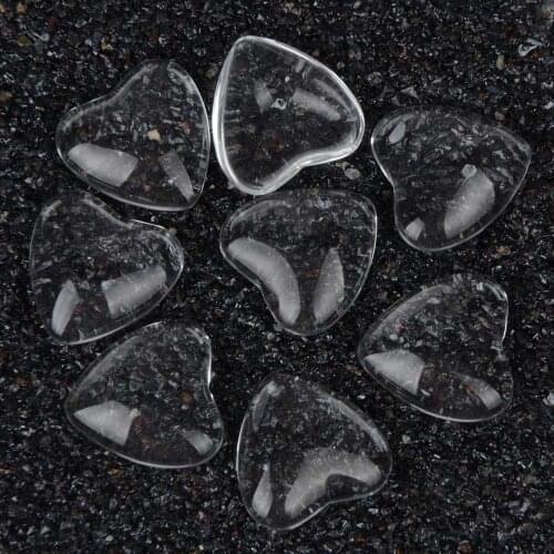 30pcs/lot 16mm Heart Flat Back Transparent Clear Glass Cabochon Jewelry Accessories For Fashion Jewelry Making