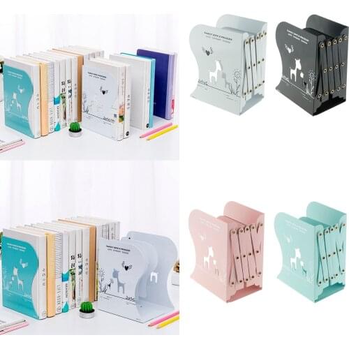 Adjustable Metal Bookend Delicate Deer Hollow Out Heavy Duty Non S Book End Organizer Holder Stand Rack