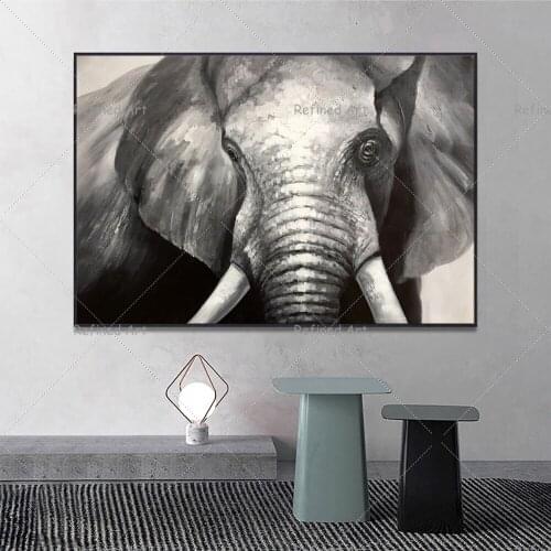 Hand-Painted Animal Pop Art Oil Painting Large Size Living Room Wall African Style Decorative Elephant Picture