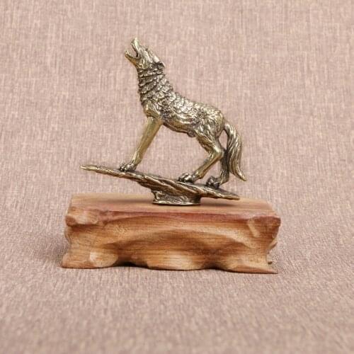 Prairie Wolves on The Rocks Coppper Statue For Home Living Room Decor Figurines Miniatures Office Desktop Ornament Table Tea Pet