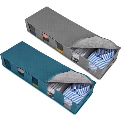 Under Bed Clothes Item Storage Dustproof Storage Bag Container Clothes Organizer Foldable 5 Sections And Visible Clear Window