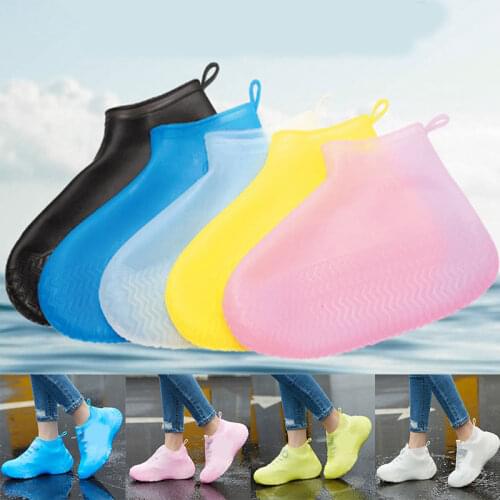 Thicken Silicone Rain Boots Solid Color Waterproof Shoe Cover Unisex Shoes Protectors Transparent Non-Slip Rainproof Rain Coat