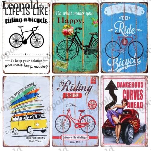 Vintage Metal Tin Sign Poster Bicycle Letter Sign Bar Home Wall Art Sign Board Home Decoration Accessories