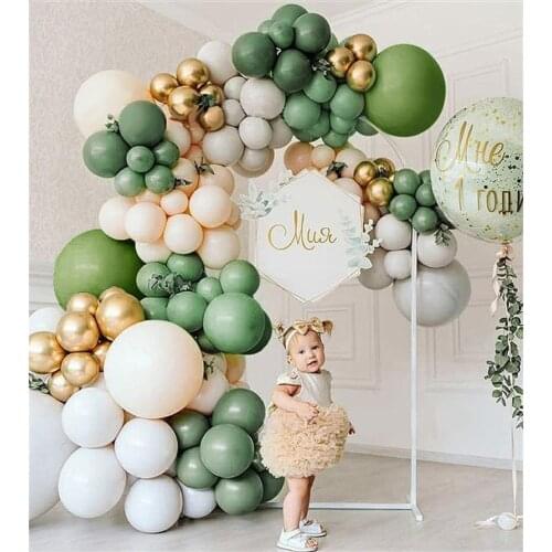 137PCS Green Gold Latex Balloon Chain Baby Shower Ballon Decor Kids Birthday Party Decor Jungle Theme Balon Wedding Decor
