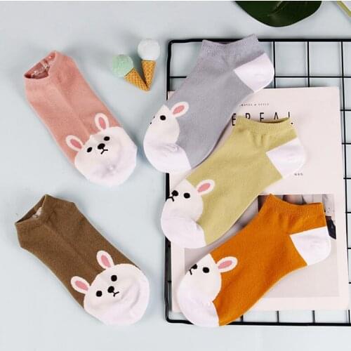 Yishine High Quality New 10 Pairs Girl Cute Rabbits Printed Funny Socks Casual Cotton Crew Animal Socks for Girls Women