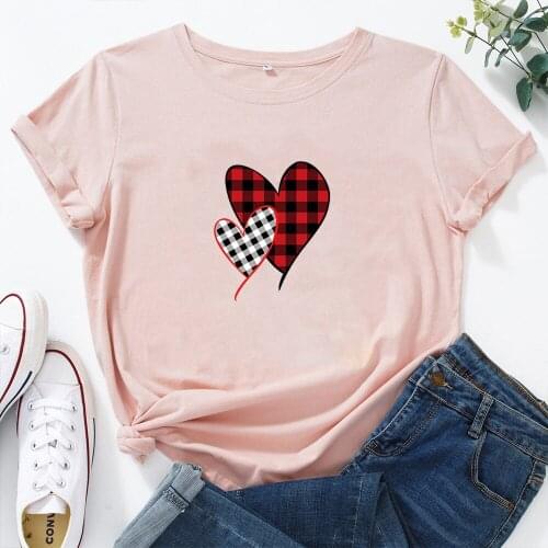Valentines Day Funny T Shirts Women Short Sleeve O-neck T-shirt Women Cotton Tshirt Women Top Loose Tee Shirt Femme Black White
