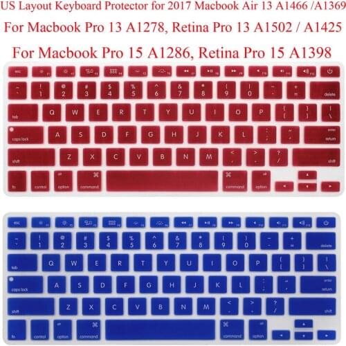 US silicone keyboard protector for Macbook Air 13 A1466 A1369 Pro 13 A1278 15 A1286 Retina 13.3 A1502 A1425 15.4 inch A1398 skin