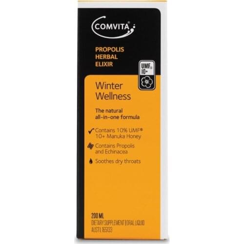 100% NewZealand Comvita Propolis Herbal Elixir Winter Wellness UMF10+ Manuka Honey Soothe Dry Thorats Cough Relief Immune System