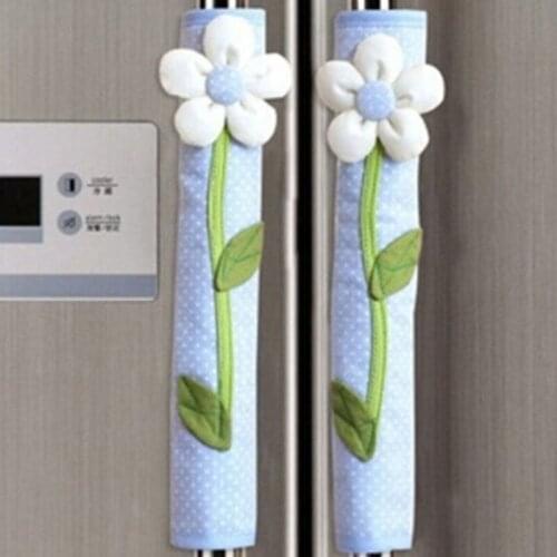 2PCS Pastoral Flower Polka Dot Door/Refrigerator Handle Cover Fridge Door Handle Gloves Home Decor Kitchen Accessories