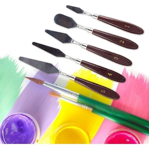 5Pcs Professional Stainless Steel Spatula Kit Palette Oil Painting Knife Painting Tool Set Flexible Blades