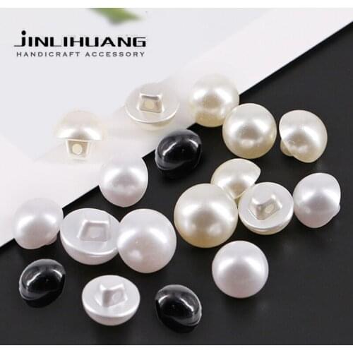 50pcs White Black Rivets Sewing Pearl Buttons Round Mushroom buttons Garment Acryl ABS For Kid DIY Clothing, Accessories, Craft