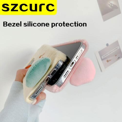 For iPhone12 Pro Max cases. iPhone 11 X XS XR 6S 7 8 Plus cute Rabbit ear case plush all package protection phone cover