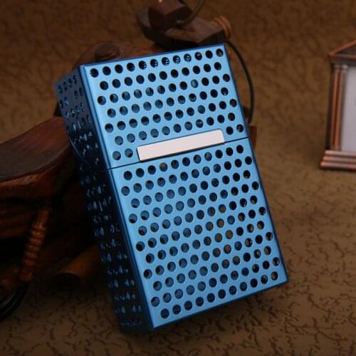 Hollow Cigarette Case 20pcs Aluminum Alloy Auto Flip Cigarette Case Protection Box Cigarette Smoking Accessories Mens Gift