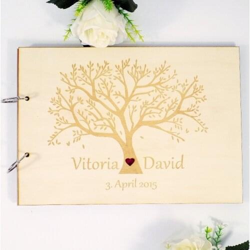Rustic Wedding Guest Book Alternatives Wooden Custom Engraved Tree of Life Wooden Guest Book Sign Wedding Decoration
