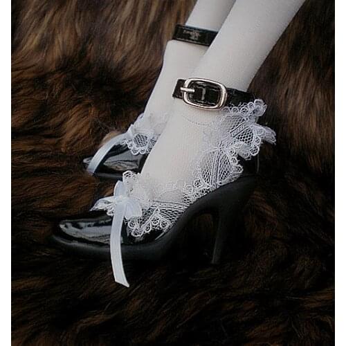 D01-P102 children handmade toy 1/3 1/4 Doll Accessories BJD/SD doll shoes Lace buckle point high heels 1pair