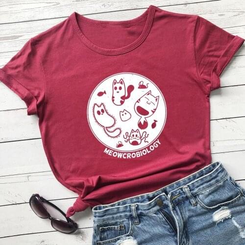 Bacteria Microbiology Science cat t-shirt quote women funny 100% Cotton graphic hipster casual unisex Fashion tee top fit tshirt