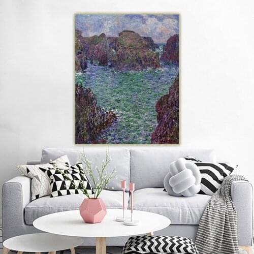 Citon Claude Monet《Rocks at Port-Goulphar,Belle-Île》Canvas Oil Painting Art Poster Picture Wall Background Decor Home Decoration