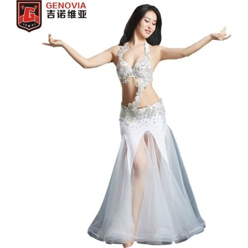 Belly Dance Costume Professional 3 Pieces Set Bra Belt Skirt 2018 Oriental