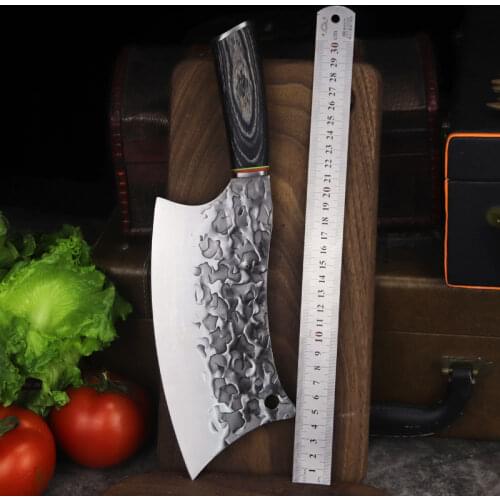 8.3" forged kitchen cutting multi-purpose kitchen knife, high-end kitchen knife chicken wing slicing knife with wooden handle
