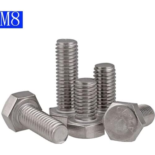 M8 - 1.25 (8mm) 304 Stainless Steel Metric Full Thread Hexagon Head Bolts Screws A2 - 70 DIN 933