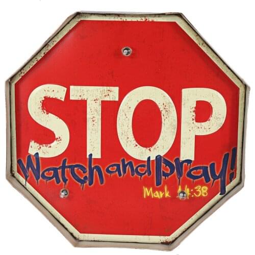 STOP LED Metal Tin Sign Retro Plaque Poster Bar Pub Home Wall Plaque Decorations