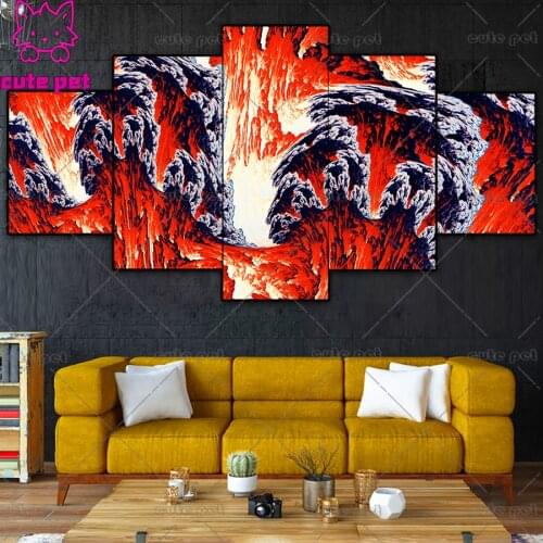 DIY Diamond Painting Abstract volcanic cloud Diamond Embroidery Full Round Rhinestone House decor Cross Stitch Holiday gift 5PCS
