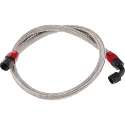Stainless Steel Braided AN-8 Oil Hose with 0° and 90° Aluminum Degree Fittings