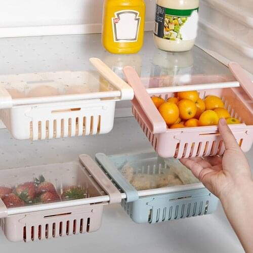Fridge Storage Organizer Layer Storage Rack Refrigerator Partition Sliding Drawer Food Holder @LS