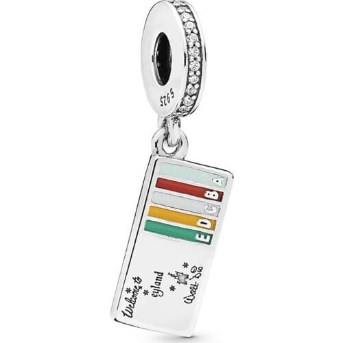 Authentic 925 Sterling Silver Bead Dis Lan Ticket Book Dangle Charm Fit Fashion Women Pandora Bracelet Bangle Gift DIY Jewelry