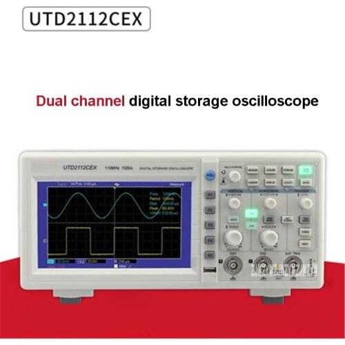 UTD2112CEX Professional Oscilloscope 2 Channels Digital Oscilloscope Portable Digital Storage Oscilloscope 100-240V 110MHz 1GS/s