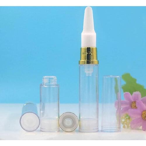 10ML clear airless bottle gold/silver long press pump clear/white lid for lotion/emulsion/eye serum/skin care cosmetic packing