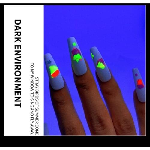 27RC Luminous Nail Art Stickers Decals 3D Self-adhesive Fluorescent Color Decoration