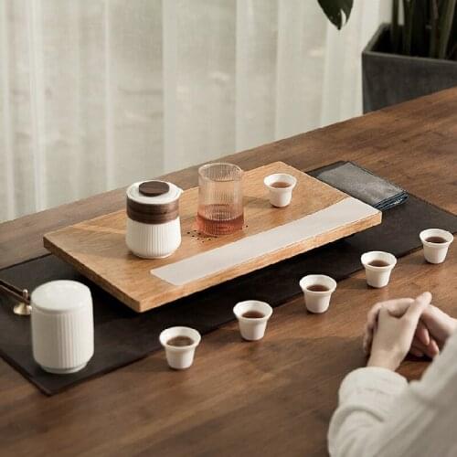Simple Japanese Tea Tray Water Storage Traditional Kung Fu Tea Tray with Drawer Tea Ceremony Plateau De Service Teaware DG50CP