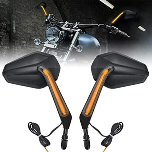 Motorcycle Handlebar Rear View Mirrors with LED Turn Signals E-MARK For Road King For Street 750 XG750/Street 500 XG500 Touring
