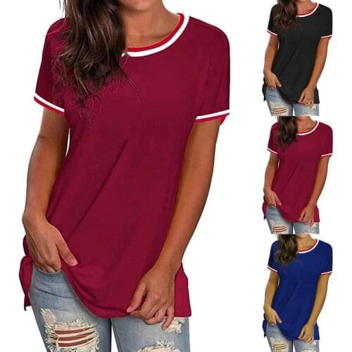 Summer T Shirt Women 2021 Hot Style Round Collar Short Sleeve Top Female Striped Loose t-shirts 2021 Harajuku Tshirt YFF6345